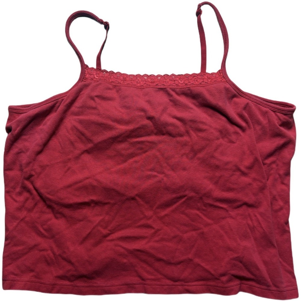 Vintage Red Plus Size Women's Lace Trim Cropped Cami Tank Top 4x JMS collection